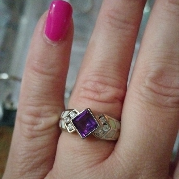 Sterling Silver Amethyst, Opal + CZ Ring Turkish Designer AK Atasay Kuya… - Picture 3 of 6
